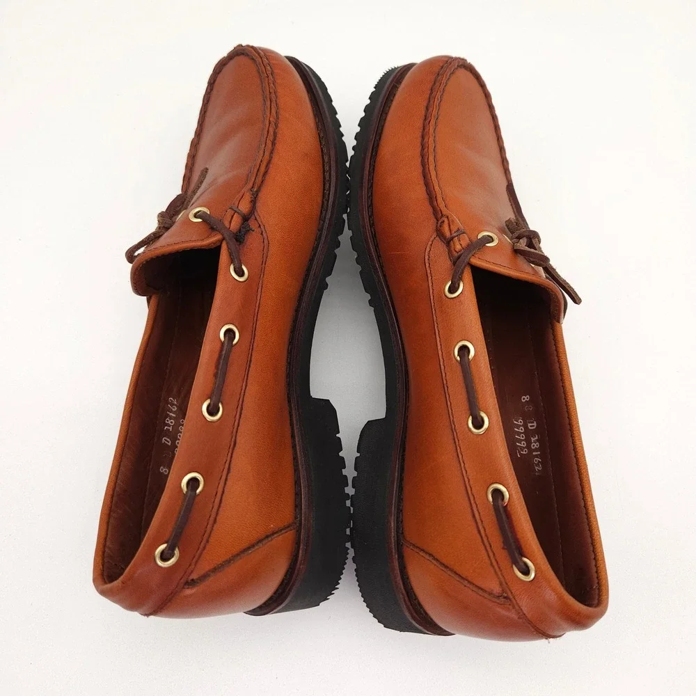 Allen Edmonds (Men's Size 8 D) Brown Leather Boat Shoes Classic Nautical Slip On